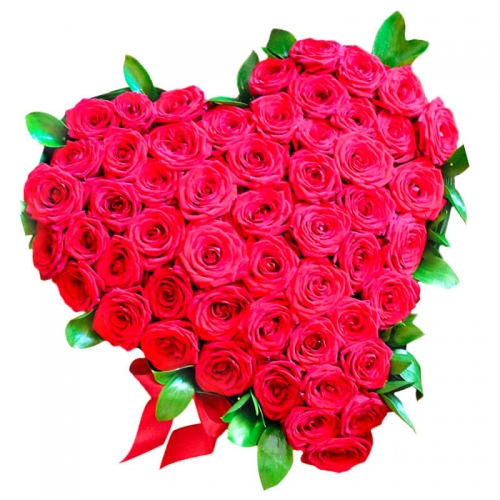 Сердце из красных роз "Love"